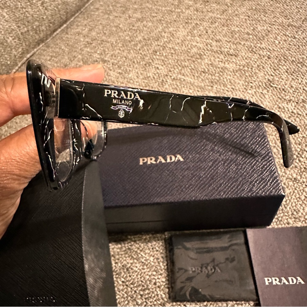 NWT Authentic Prada Eyeglasses VPR01Y 09V-1O1 Black Full Rim Frames 53MM RX-ABLE - Picture 5 of 7
